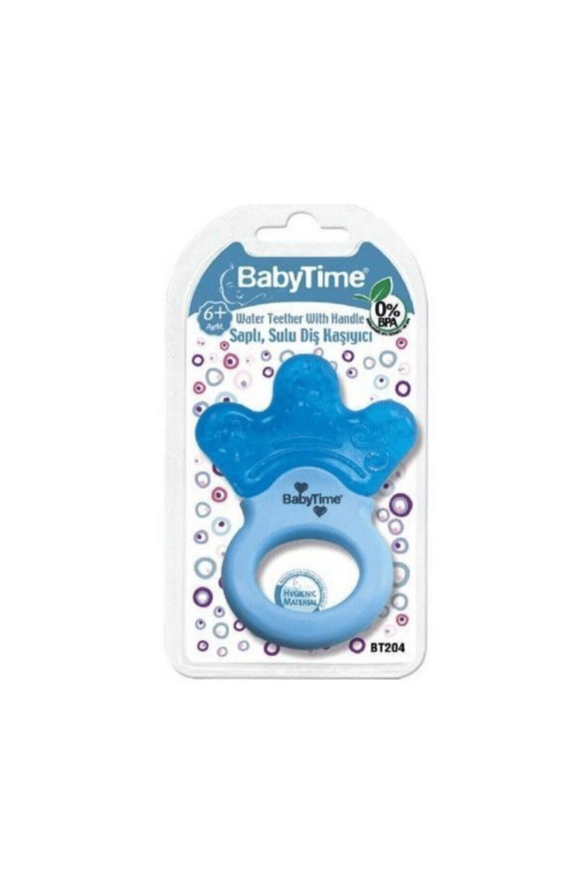 Babytime Saplı Sulu Diş Kaşıyıcı BT204 Mavi-Pati Desenli