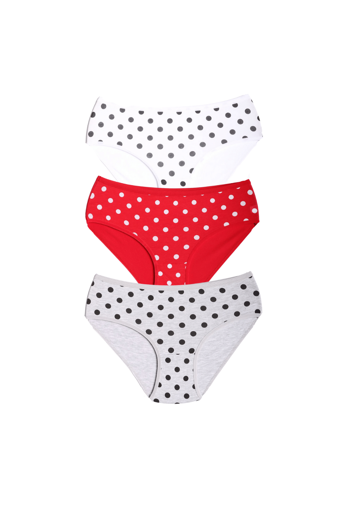 Lüx Ara Bato Kadın Bikini 3lü Paket Kırmızı-Gri-Beyaz