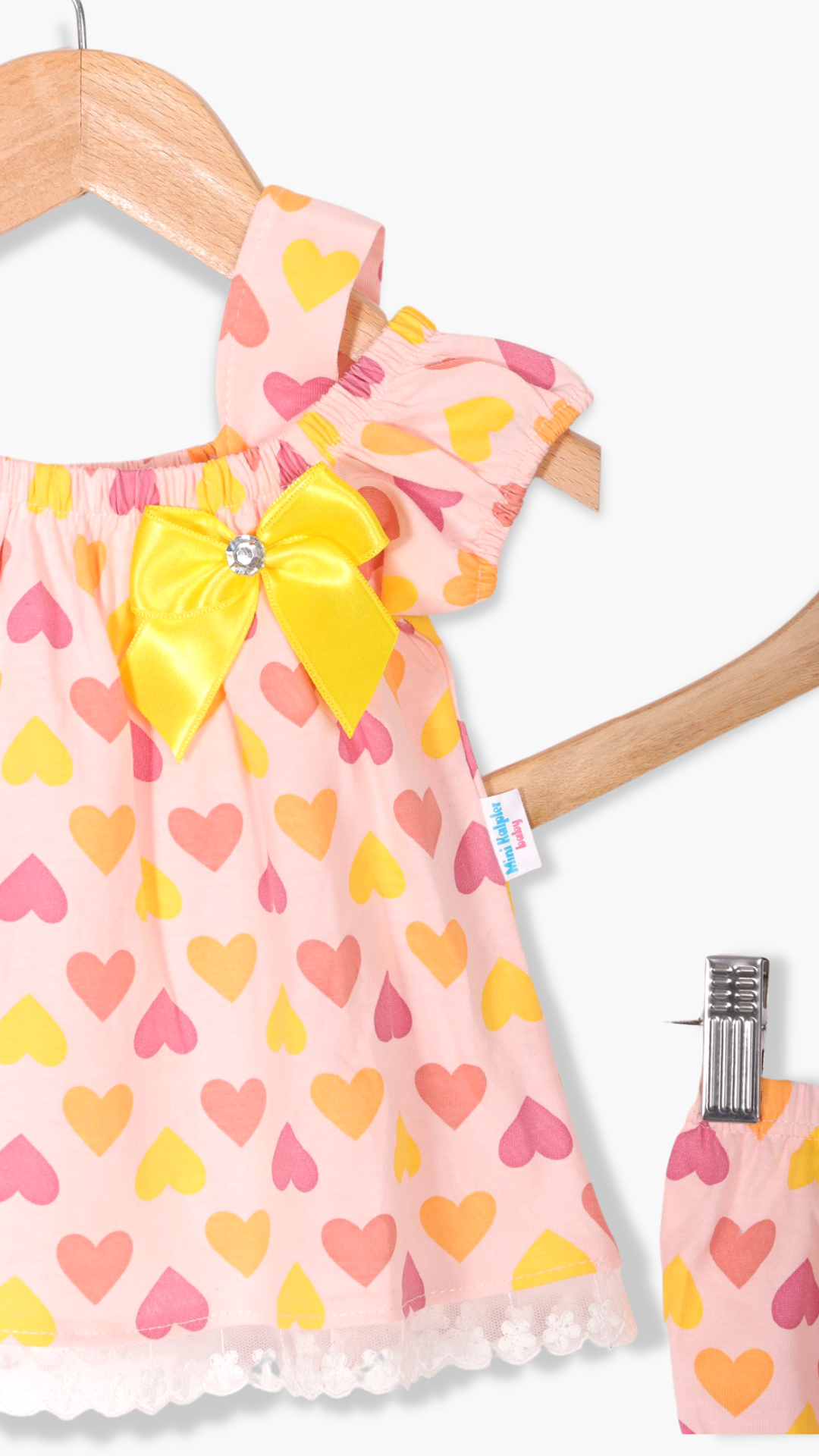 Mini Kalpler Kız Bebek Kalpli Elbise Somon