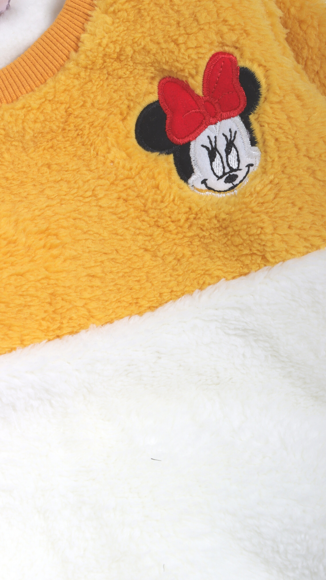 Mybella Mickey Mouse Nakışlı Peluşlu Kız Bebek İkili Takım Sarı