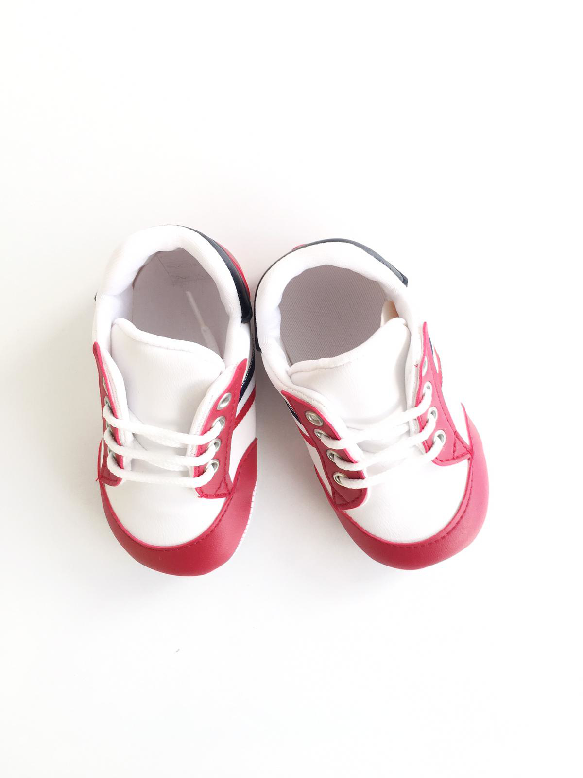 Papulin Bebe Ayakkabı Kırmızı-Yan Şeritli