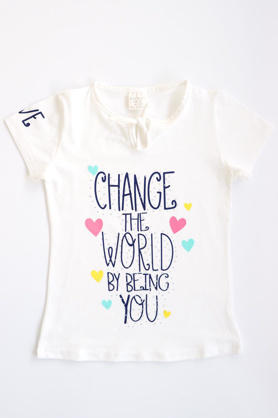 Roya Kız Çocuk World T-Shirt Beyaz