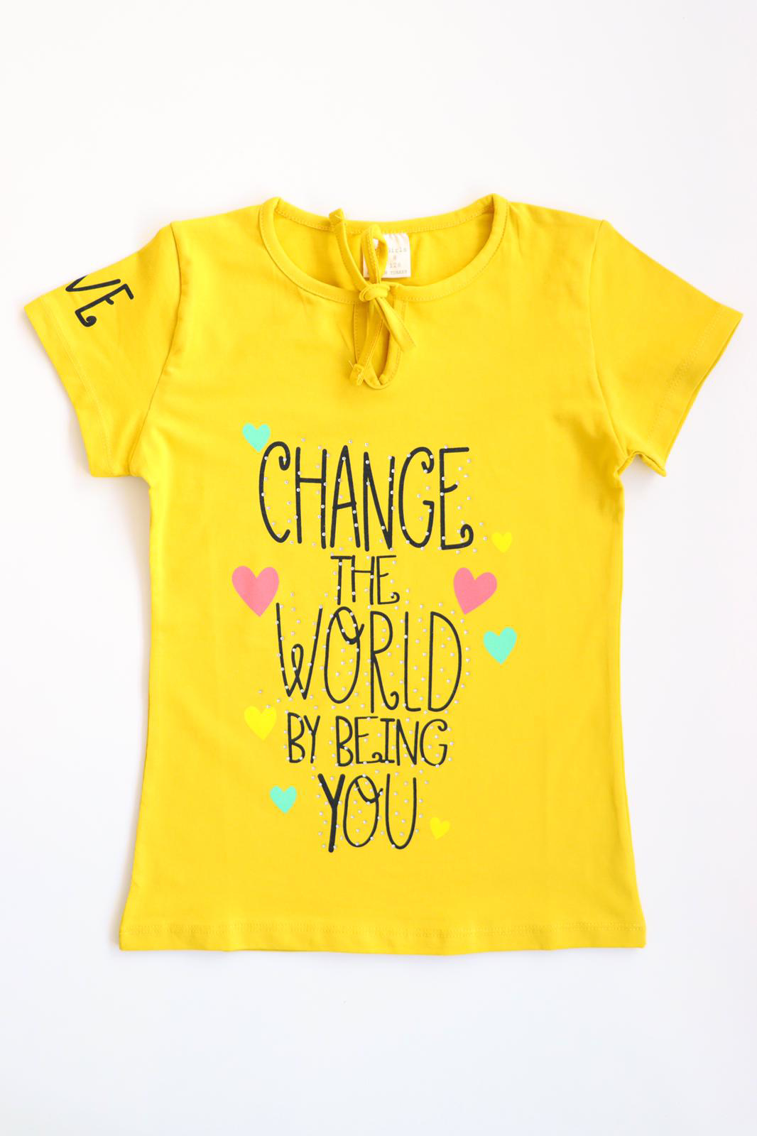 Roya Kız Çocuk World T-Shirt Hardal