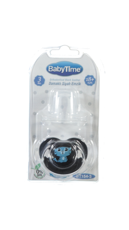 Babytime Bebek Damaklı Siyah Gövdeli Emzik BT154 Siyah-Kedili