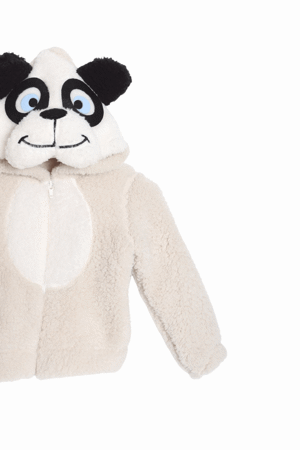 Baybrico Panda Nakışlı Peluş Takım Bej