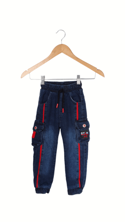 Kidea Star Armalı İçi Peluşlu Erkek Çocuk Pantolon Mavi-Kırmızı