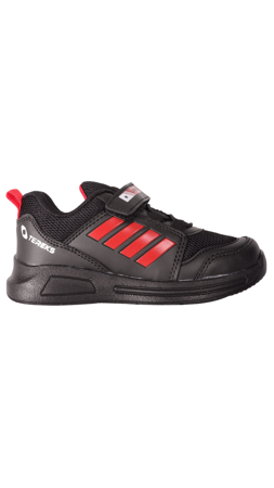 Lafonten Yan Çizgili Çocuk Spor Ayakkabı Siyah-Kırmızı