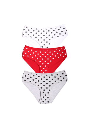 Lüx Ara Bato Kadın Bikini 3lü Paket Kırmızı-Gri-Beyaz