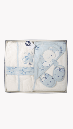 Miniworld Bebek Ayı Nakışlı 5li Bornoz Seti Mavi