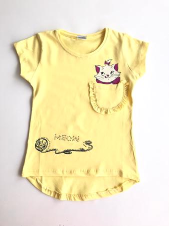 Özg Kız Çocuk T-Shirt Sarı-Kedili