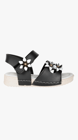 Poliva Cansu Kız Çocuk Çiçekli Sandalet Siyah