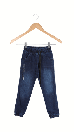 Polowest Erkek Çocuk Mode Nakışlı Lastikli Pantolon Mavi