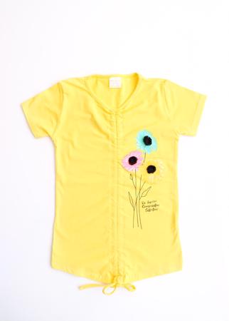 Roya Çiçek Baskılı Çocuk T-Shirt Sarı