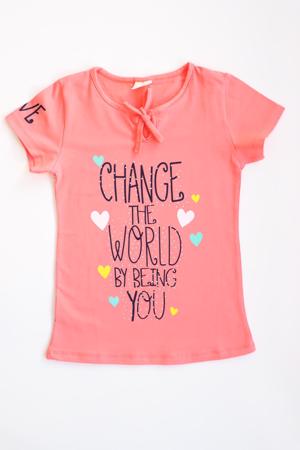 Roya Kız Çocuk World T-Shirt Koyu Pembe