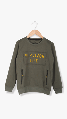 Survivor Erkek Çocuk Life Baskılı Sweat Haki