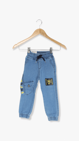 Wkl 2047 Jeans Baskılı Lastikli Erkek Çocuk Pantolon Mavi